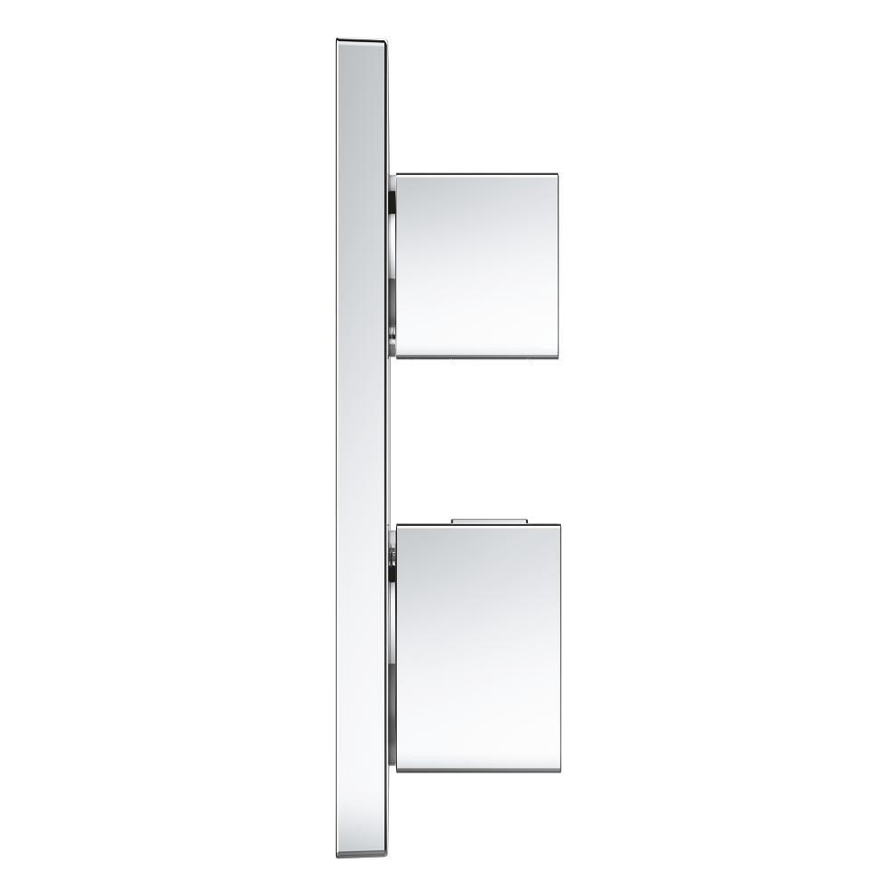 Thermostatic shower mixer for 2 outlets with integrated shut off/diverter valve