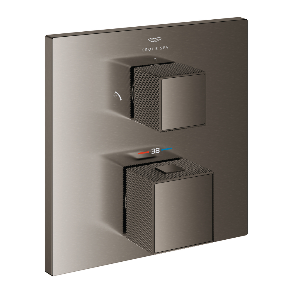 Thermostatic shower mixer for 2 outlets with integrated shut off/diverter valve