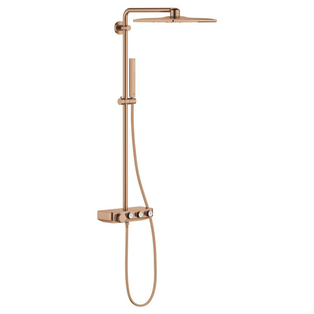 Shower system with thermostat for wall mounting