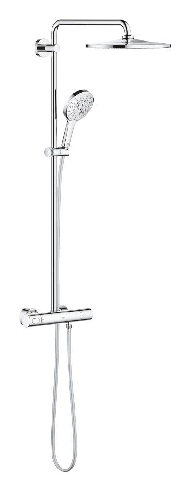 Shower system with thermostat for wall mounting