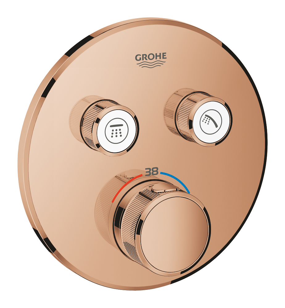 Thermostat for concealed installation with 2 valves