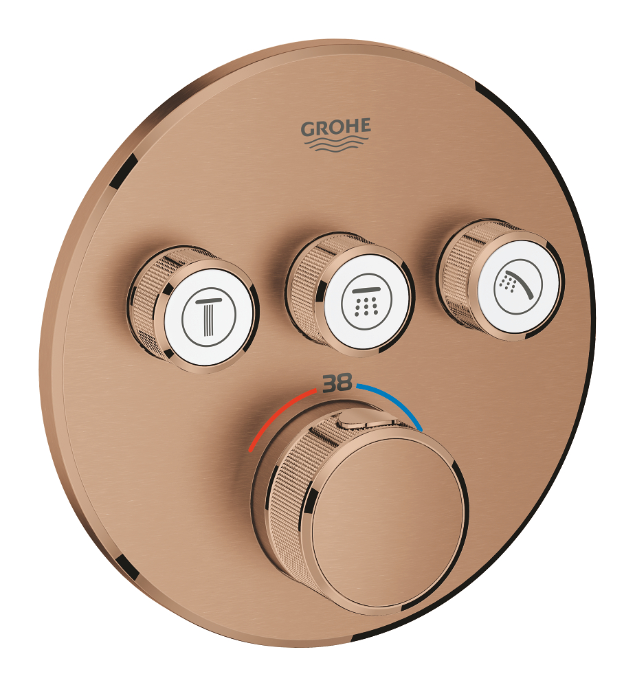 Thermostat for concealed installation with 3 valves