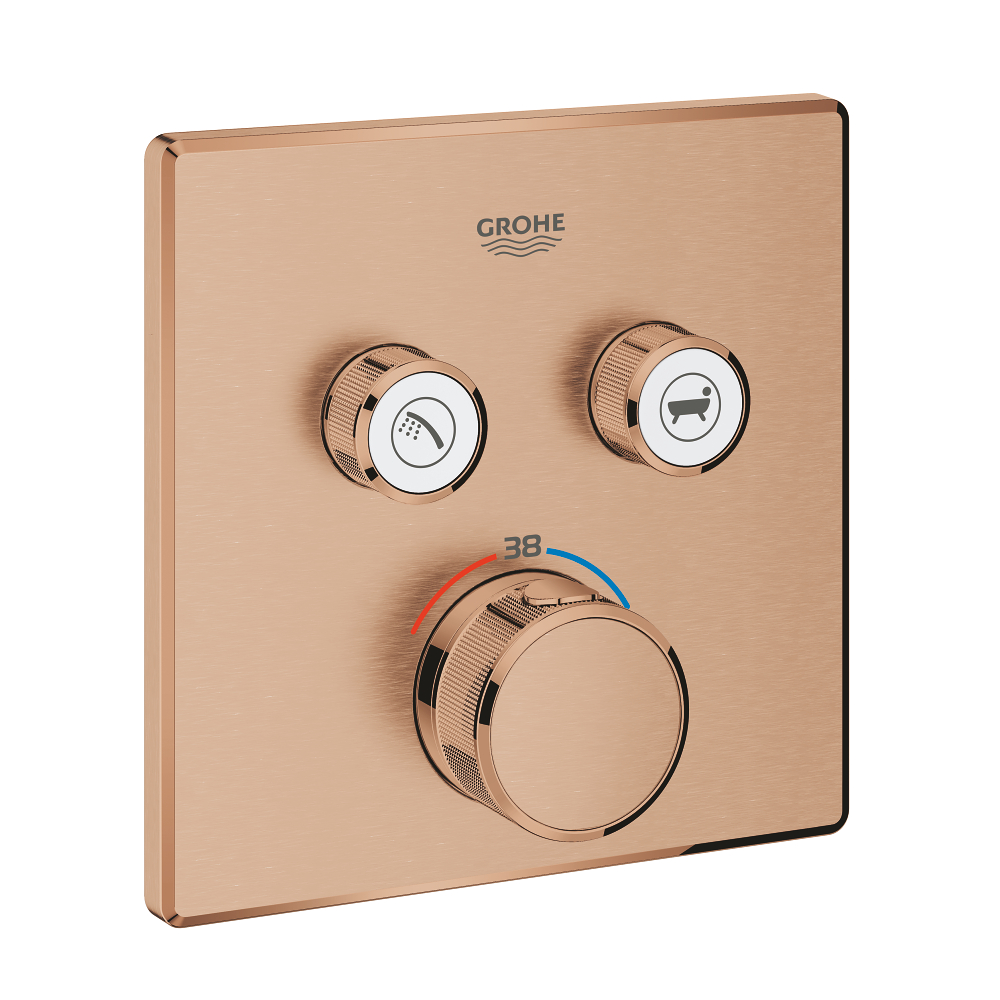 Thermostat for concealed installation with 2 valves
