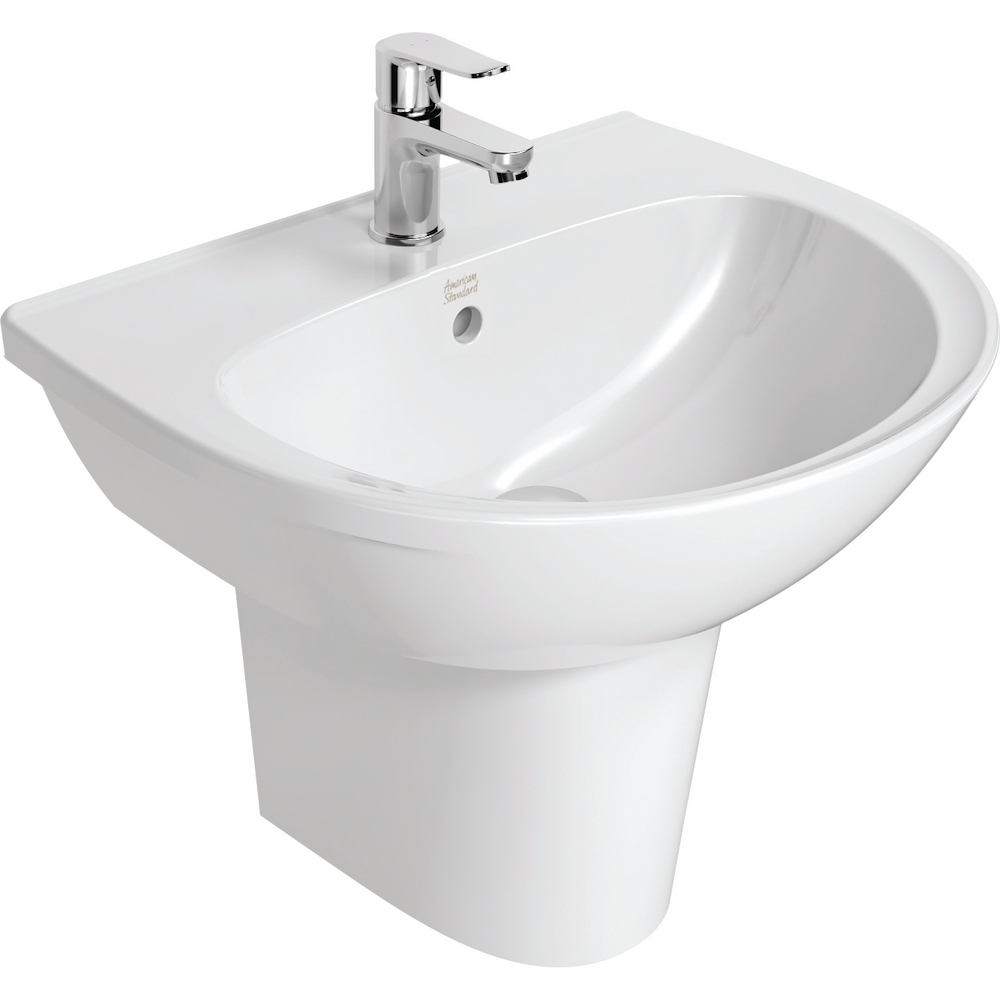 Neo Modern Basin 55cm Wall Hung W/ Half Pedestal Wt